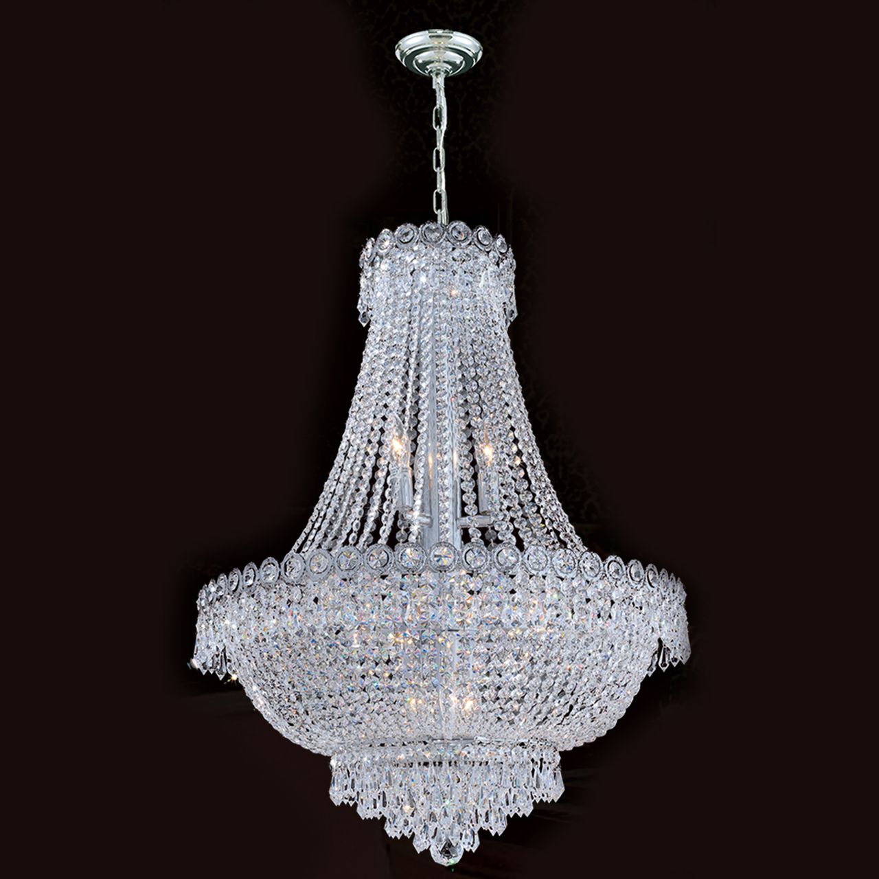 12-light 60cm silver crystal chandelier 