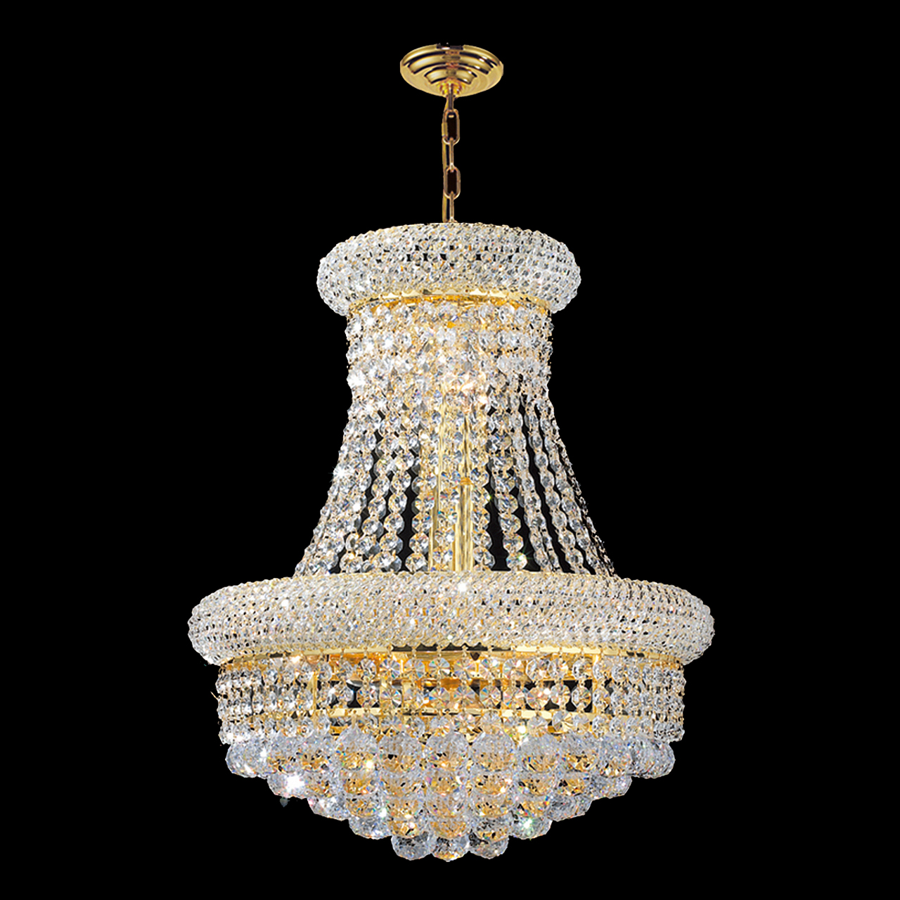 8-light 40cm bagel empire gold crystal chandelier 