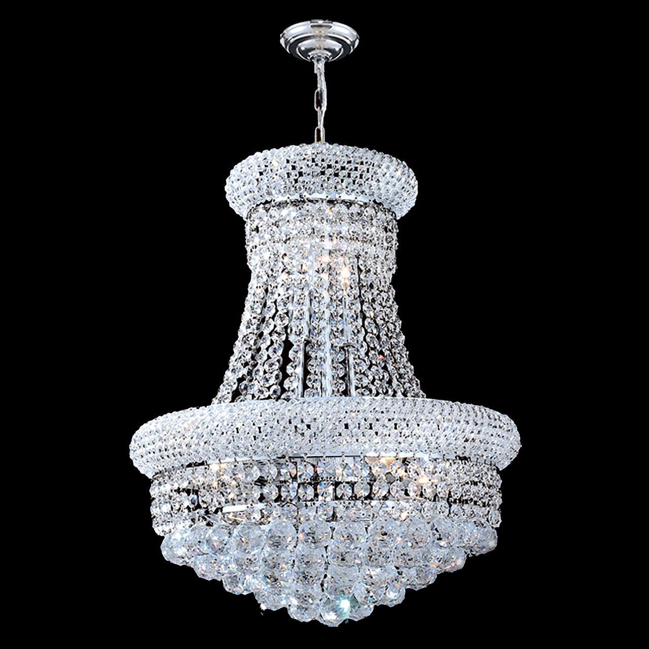 8-light 40cm bagel empire chrome crystal chandelier