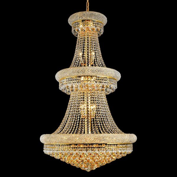 27-light 80cm 3-tier bagel empire gold crystal chandelier 