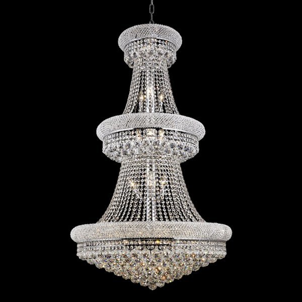 27-light 80cm 3-tier bagel empire chrome crystal chandelier 