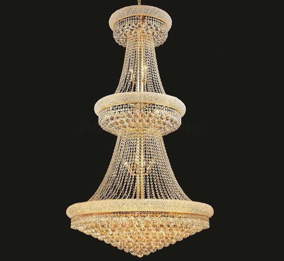 90cm 3-tier bagel empire gold crystal chandelier 