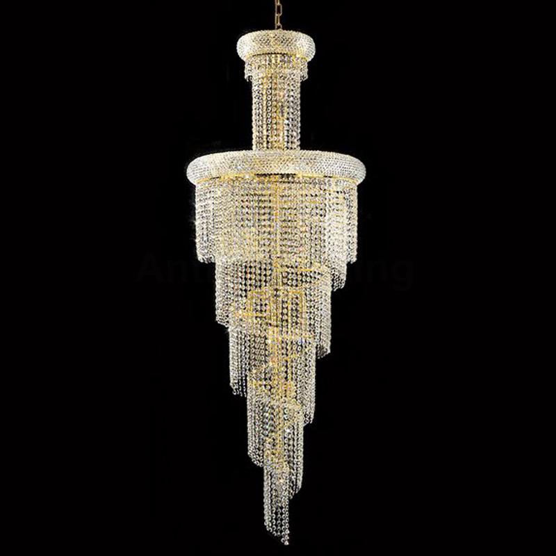 Dia55cm Spiral Gold Chandelier Clear Crystal 