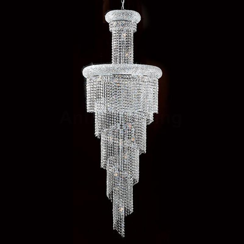 Dia55cm Spiral Chrome Chandelier Clear Crystal 