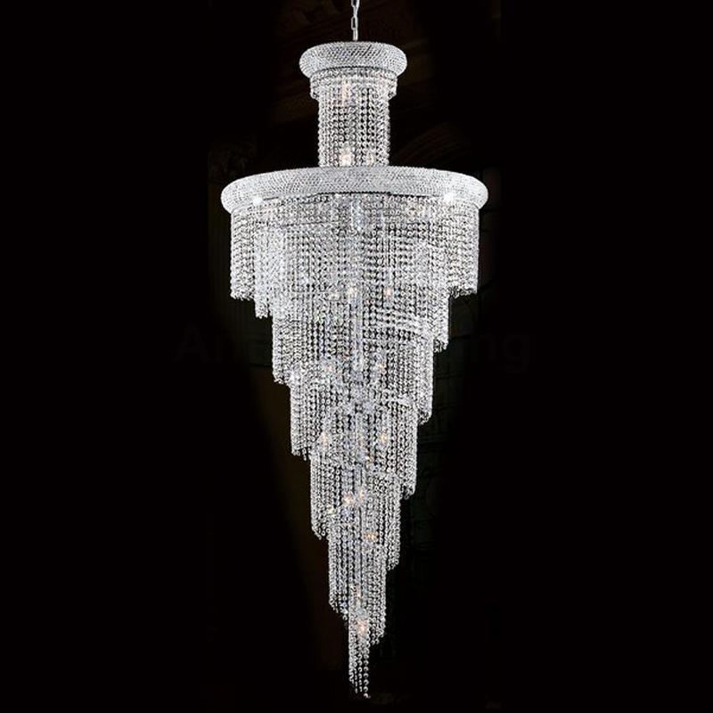 Dia76cm Spiral Chrome Chandelier Clear Crystal 