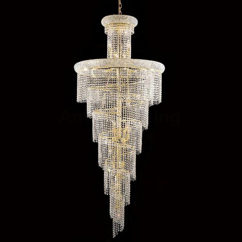 Dia76cm Spiral Gold Chandelier Clear Crystal 
