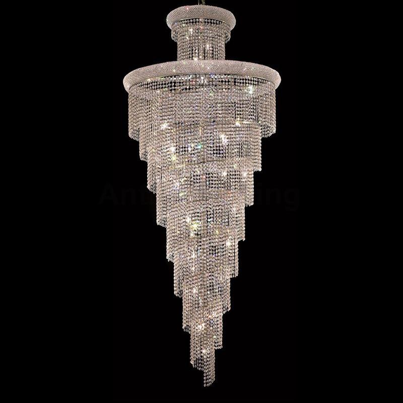 Dia90cm Spiral Chrome Chandelier Clear Crystal 