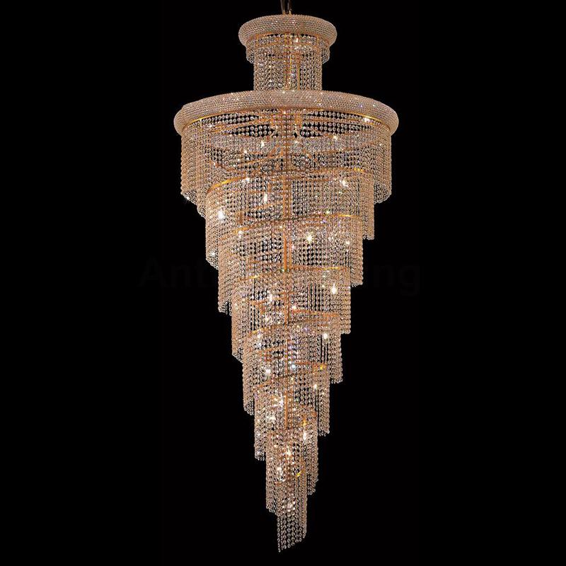 Dia90cm Spiral Gold Chandelier Clear Crystal  