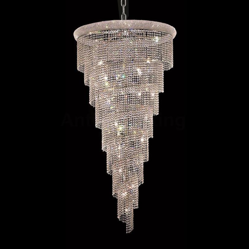 Dia90cm Spiral Chrome Chandelier Clear Crystal