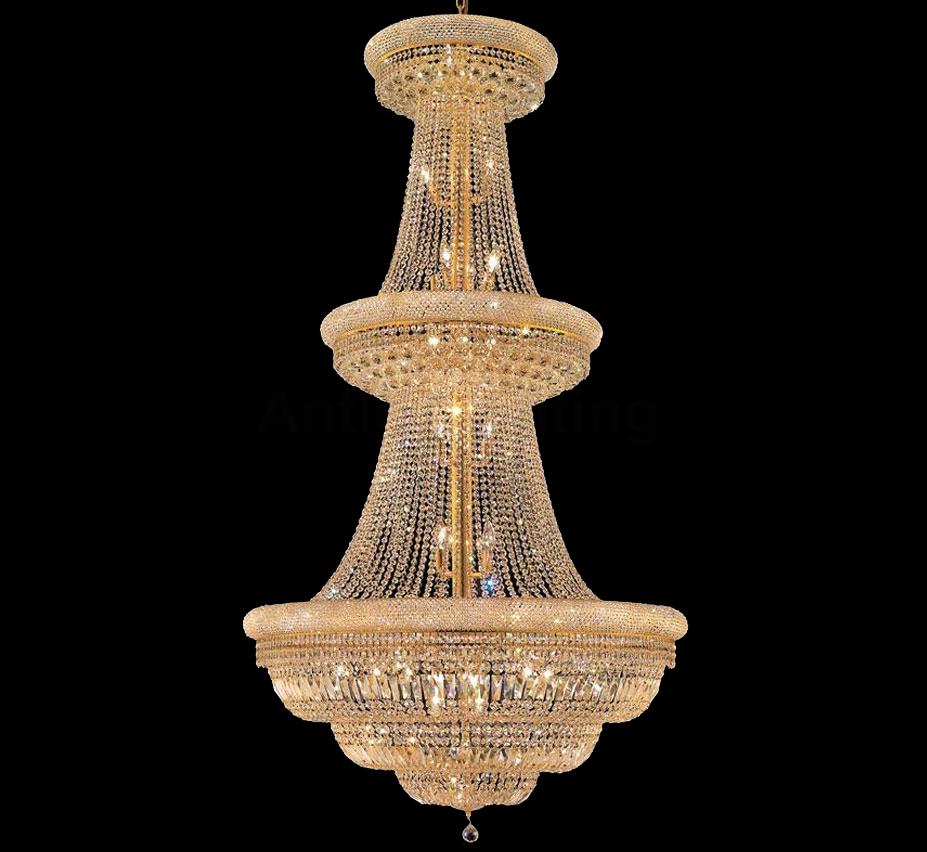 Dia110cm 3-tier Basket Gold Chandelier Clear Crystal 
